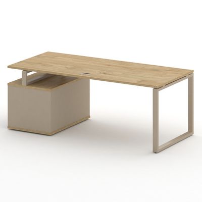 Шифт SK.SRT-200.P-R (Тиквуд светлый/Капучино/металл капучино) Стол руководителя с опорной тумбой, правый