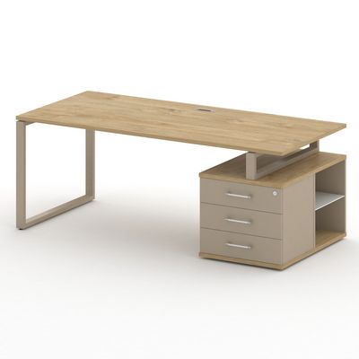 Шифт SK.SRT-200.P-R (Тиквуд светлый/Капучино/металл капучино) Стол руководителя с опорной тумбой, правый