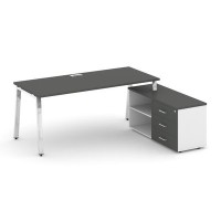 Style Project Direct Lux M-SN-6A.SRG-015.M(R) (Антрацит/Белый) Стол письменный с греденцией правой