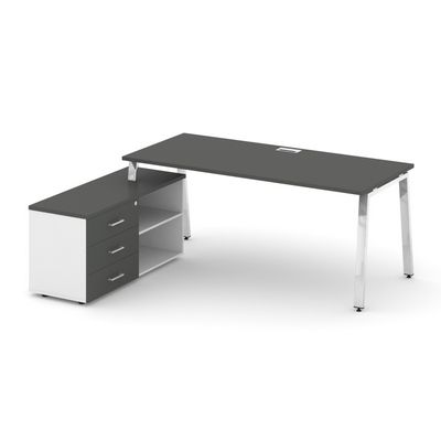 Style Project Direct Lux M-SN-6A.SRG-016.M(L) (Антрацит/Белый) Стол письменный с греденцией левой
