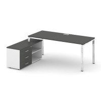 Style Project Direct Lux M-SN-6P.SRG-025.M(L) (Антрацит/Белый) Стол письменный с греденцией левой