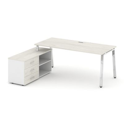 Style Project Direct Lux M-SN-6A.SRG-025.M(L) (Дуб наварра/Белый) Стол письменный с греденцией левой