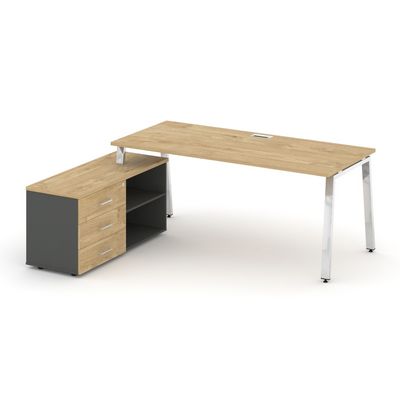 Style Project Direct Lux M-SN-6A.SRG-025.M(L) (Тиквуд светлый/Антрацит) Стол письменный с греденцией левой