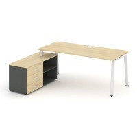 Style Project Direct SN-6A.SRG-023.M(L) (Акация лорка/Антрацит/металл Белый) Стол письменный с греденцией левой