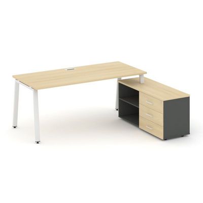 Style Project Direct SN-6A.SRG-026.M(R) (Акация лорка/Антрацит/металл Белый) Стол письменный с греденцией правой