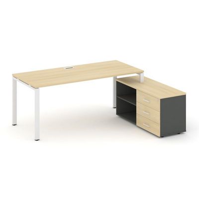 Style Project Direct SN-6P.SRG-023.M(R) (Акация лорка/Антрацит/металл Белый) Стол письменный с греденцией правой