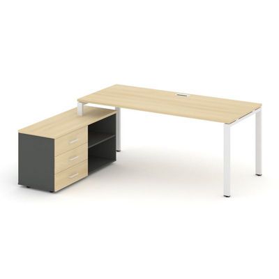 Style Project Direct SN-6P.SRG-025.M(L) (Акация лорка/Антрацит/металл Белый) Стол письменный с греденцией левой