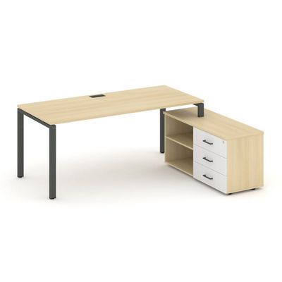 Style Project Direct SN-6P.SRG-015.M(R) (Акация лорка/Белый/металл Антрацит) Стол письменный с греденцией правой