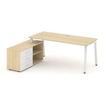 Style Project Direct SN-6A.SRG-025.M(L) (Акация лорка/Белый/металл Белый) Стол письменный с греденцией левой