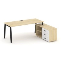 Style Project Direct SN-6A.SRG-025.M(R) (Акация лорка/Белый/металл Черный) Стол письменный с греденцией правой