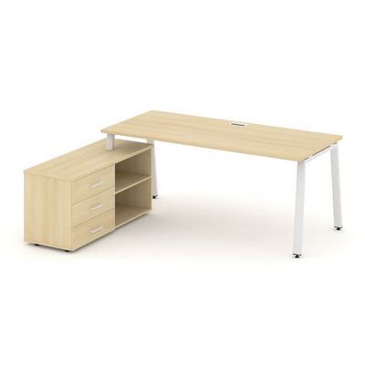 Style Project Direct SN-6A.SRG-015.M(L) (Акация лорка/металл Белый) Стол письменный с греденцией левой