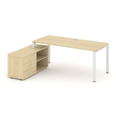 Style Project Direct SN-6P.SRG-013.M(L) (Акация лорка/металл Белый) Стол письменный с греденцией левой