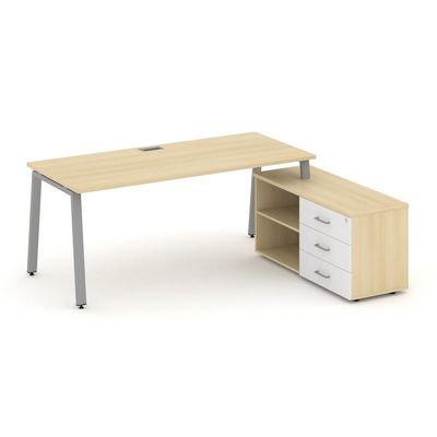 Style Project Direct SN-6A.SRG-023.M(R) (Акация лорка/Белый/металл Серый) Стол письменный с греденцией правой