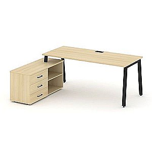 SN-6A.SRG-025.M(L) (Акация лорка/металл Черный) Стол письменный с греденцией левой