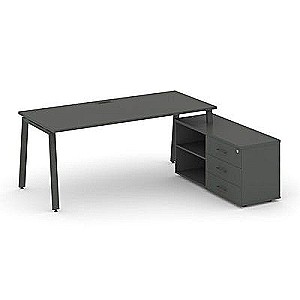 SN-6A.SRG-014.M(R) (Антрацит/металл Антрацит) Стол письменный с греденцией правой