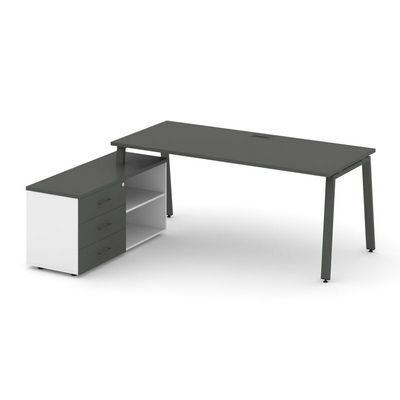 Style Project Direct SN-6A.SRG-013.M(L) (Антрацит/Белый/металл Антрацит) Стол письменный с греденцией левой