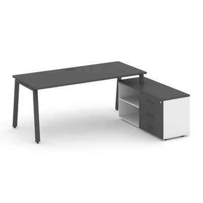 Style Project Direct SN-6A.SRG-014.M(R) (Антрацит/Белый/металл Антрацит) Стол письменный с греденцией правой