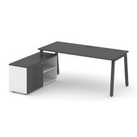 Style Project Direct SN-6A.SRG-026.M(L) (Антрацит/Белый/металл Антрацит) Стол письменный с греденцией левой