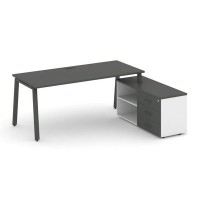 Style Project Direct SN-6A.SRG-026.M(R) (Антрацит/Белый/металл Антрацит) Стол письменный с греденцией правой