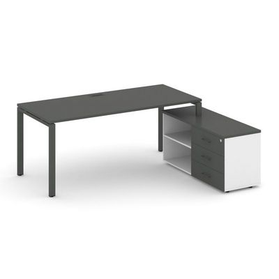 Style Project Direct SN-6P.SRG-014.M(R) (Антрацит/Белый/металл Антрацит) Стол письменный с греденцией правой