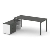 Style Project Direct SN-6P.SRG-025.M(L) (Антрацит/Белый/металл Антрацит) Стол письменный с греденцией левой