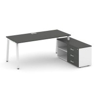 Style Project Direct SN-6A.SRG-025.M(R) (Антрацит/Белый/металл Белый) Стол письменный с греденцией правой
