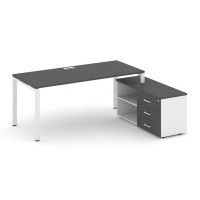 Style Project Direct SN-6P.SRG-026.M(R) (Антрацит/Белый/металл Белый) Стол письменный с греденцией правой