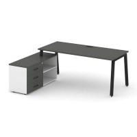 Style Project Direct SN-6A.SRG-015.M(L) (Антрацит/Белый/металл Черный) Стол письменный с греденцией левой