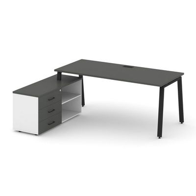 Style Project Direct SN-6A.SRG-016.M(L) (Антрацит/Белый/металл Черный) Стол письменный с греденцией левой