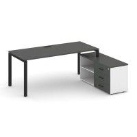 Style Project Direct SN-6P.SRG-013.M(R) (Антрацит/Белый/металл Черный) Стол письменный с греденцией правой