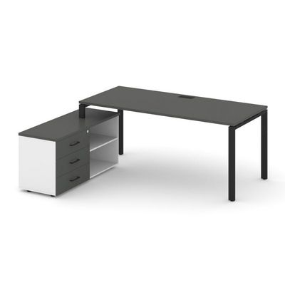 Style Project Direct SN-6P.SRG-025.M(L) (Антрацит/Белый/металл Черный) Стол письменный с греденцией левой