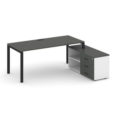 Style Project Direct SN-6P.SRG-026.M(R) (Антрацит/Белый/металл Черный) Стол письменный с греденцией правой