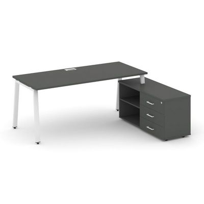 Style Project Direct SN-6A.SRG-013.M(R) (Антрацит/металл Белый) Стол письменный с греденцией правой