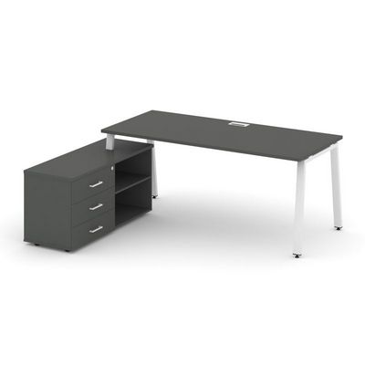 Style Project Direct SN-6A.SRG-014.M(L) (Антрацит/металл Белый) Стол письменный с греденцией левой