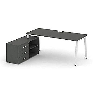 SN-6A.SRG-024.M(L) (Антрацит/металл Белый) Стол письменный с греденцией левой