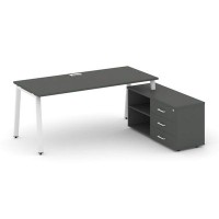 Style Project Direct SN-6A.SRG-025.M(R) (Антрацит/металл Белый) Стол письменный с греденцией правой