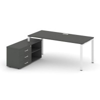 Style Project Direct SN-6P.SRG-025.M(L) (Антрацит/металл Белый) Стол письменный с греденцией левой