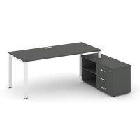 Style Project Direct SN-6P.SRG-026.M(R) (Антрацит/металл Белый) Стол письменный с греденцией правой