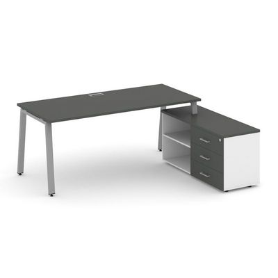 Style Project Direct SN-6A.SRG-014.M(R) (Антрацит/Белый/металл Серый) Стол письменный с греденцией правой