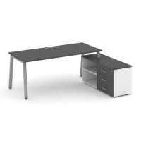 Style Project Direct SN-6A.SRG-015.M(R) (Антрацит/Белый/металл Серый) Стол письменный с греденцией правой
