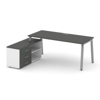 Style Project Direct SN-6A.SRG-026.M(L) (Антрацит/Белый/металл Серый) Стол письменный с греденцией левой