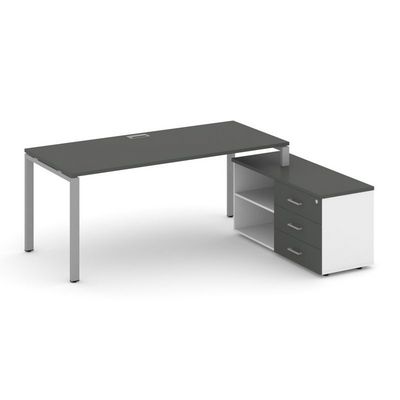Style Project Direct SN-6P.SRG-024.M(R) (Антрацит/Белый/металл Серый) Стол письменный с греденцией правой