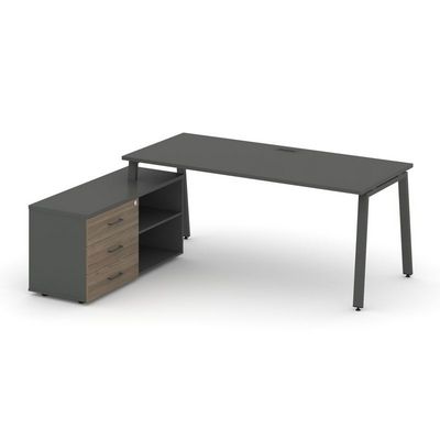 Style Project Direct SN-6A.SRG-013.M(L) (Антрацит/Вяз благородный/металл Антрацит) Стол письменный с греденцией левой
