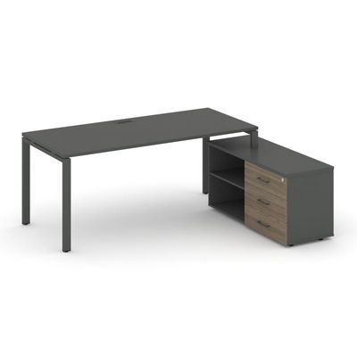 Style Project Direct SN-6P.SRG-013.M(R) (Антрацит/Вяз благородный/металл Антрацит) Стол письменный с греденцией правой