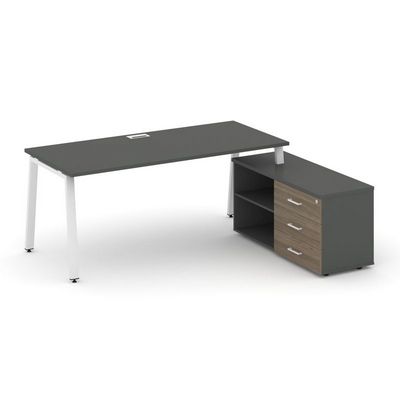 Style Project Direct SN-6A.SRG-016.M(R) (Антрацит/Вяз благородный/металл Белый) Стол письменный с греденцией правой