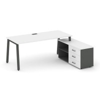 Style Project Direct SN-6A.SRG-013.M(R) (Белый/Антрацит/металл Антрацит) Стол письменный с греденцией правой