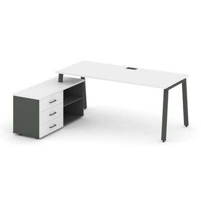 Style Project Direct SN-6A.SRG-014.M(L) (Белый/Антрацит/металл Антрацит) Стол письменный с греденцией левой