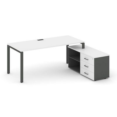 Style Project Direct SN-6P.SRG-013.M(R) (Белый/Антрацит/металл Антрацит) Стол письменный с греденцией правой