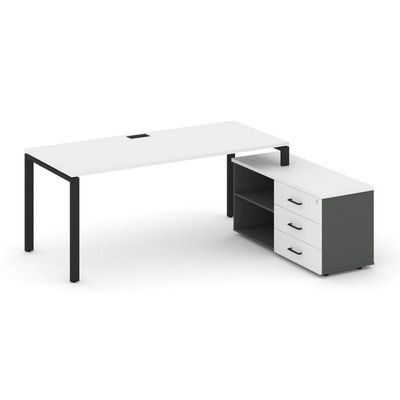Style Project Direct SN-6P.SRG-025.M(R) (Белый/Антрацит/металл Черный) Стол письменный с греденцией правой