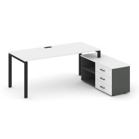 Style Project Direct SN-6P.SRG-026.M(R) (Белый/Антрацит/металл Черный) Стол письменный с греденцией правой